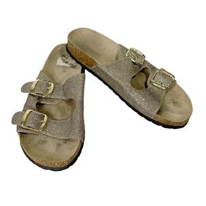 White Mountain Sparkly Gem Studded Boho Double Buckle Sandal Shoes Size 8.5